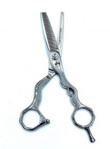 barber and stylist octagon finger ring thinning shear